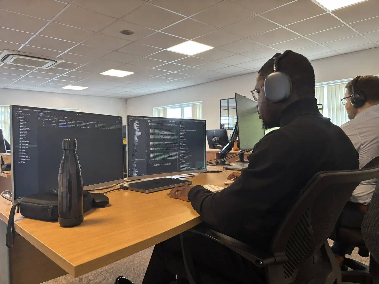 Colleagues working together in the group's Staffordshire office